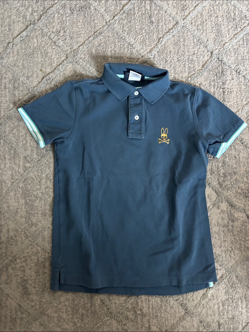 Psycho bunny Boys Navy Polo Shirt with Contrast Trim - Playful Bunny Logo